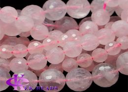 Remise entièrement naturel authentique quartz rose rose à facette rond des perles de pierre en vrac 318 mm Colliers de bricolage Bracelets 155qu2940948