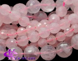 Remise Entier naturel véritable Rose Quartz Rose cristal à facettes rondes perles de pierre en vrac 318mm bricolage colliers Bracelets 155qu5192518