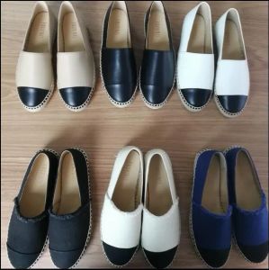 Remise Femmes chaussures décontractées de créateur espadrilles en cuir beige toile noir été printemps appartements femmes appartements 34-42