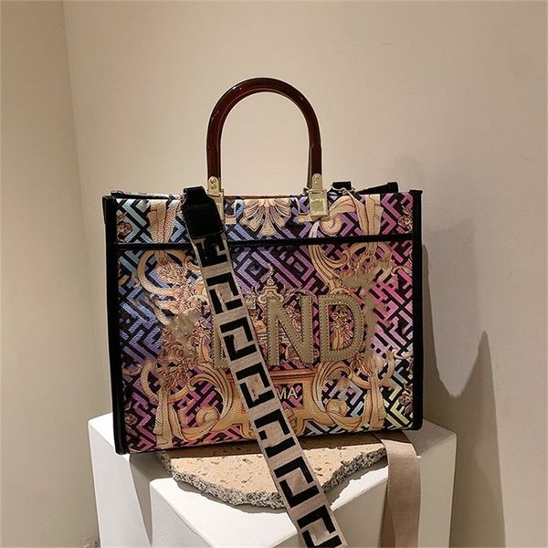 Descuentos mano grande bolso de hombro individual graffiti color pintura impresión bolsas 65% de descuento bolsos tienda venta