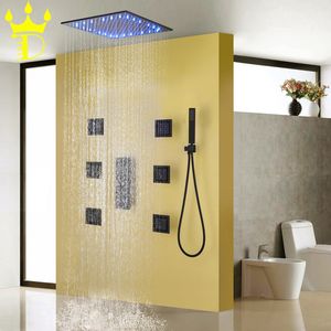 Disgod Bath Douche Set Accessoires Temperatuursensitive LED Regendouche Hoofd Matte Frosted Blacken Badkamer Douchekraan