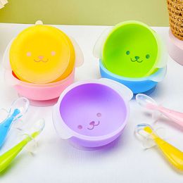 Dish for Babies BPA Free Feeding Silicone Set Baby Sucker Dishs Bowl For Kids Table Varelle Children's Spoon L2405