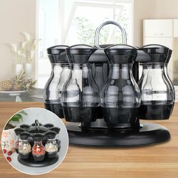 Égouttoirs à vaisselle 16 pièces ensemble de condiments 360 pot à épices rotatif support cuisine Cruet bouteille café sucre joint conteneur 230628