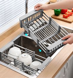 Égouttoirs à vaisselle réglables en acier inoxydable couverts égouttoir plaque cuisine évier support stockage 230111