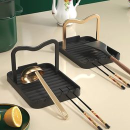 Égouttoirs à vaisselle Repose-cuillère de cuisson et support de couvercle de casserole Support de comptoir de cuisine Organisateur Ustensiles en métal Spatule Support de rangement Table Noir Or 231109