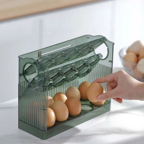 Supports à vaisselle Cuisine Flip-Type oeufs support de stockage oeufs boîte de rangement support oeuf support pour réfrigérateur organisateur boîte oeuf conteneur frais plateau 231109