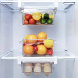 Égouttoirs à vaisselle Cuisine Fruits Boîte de rangement des aliments En plastique Transparent Réfrigérateur Organisateur Glisser sous l'étagère Tiroir Rack Holder Réfrigérateur 230719