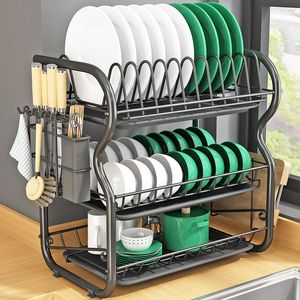 Schotelrekken roestvrij staal verbreed groot formaat draineren opslag s/b type keuken multifunctionele organisator 230111