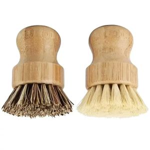 Dish Scrun Bamboo Brushes Kitchen Wooden Nettaignage Scurpers pour laver la casserole en fonte Pot Natural Sisal Phes DHL FY5090 BERS