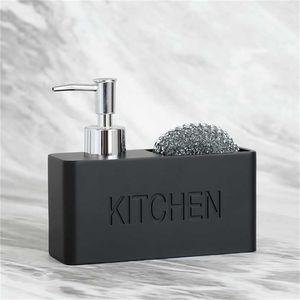Dish Soap Dispenser voor Keuken Vloeistof Handpomp Fles Caddy met opbergvak houdt en winkels sponzen 211222