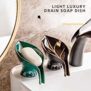 Plats 1pc 2022 Nouveau Luxury Luxury Cerramic Creative Soap Box Drain Savon Rack de savon de toilette House