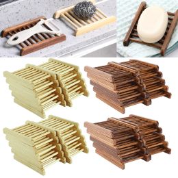 Platos bambú soporte para jabón de madera jabón de madera bandeja bandeja de baño de baño hecha a mano Decoración del plato de ducha para la cocina del hogar depurador