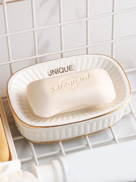 Vaisselle en céramique salle de bain porte-savon de luxe Double couches Drain salle de bain plateau à savon salle de bain décoration ménage boîte à savon