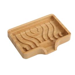 Platos amigables grandes jabones de soporte de barra de bambú y esponja, bandeja de madera con desagüe de jabón natural para baño, cocina