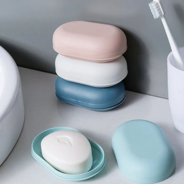 Platos de plástico Baño de baño Ducha de jabón con tapas de viaje Portes Portables Soul Soat Bande