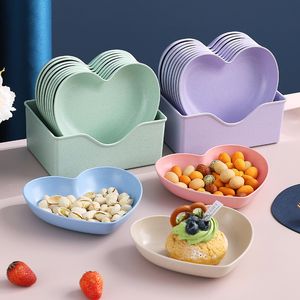 Plats Assiettes 5 PCS Creative Amour Coeur Cracher Os Ménage De Qualité Alimentaire En Plastique Rond Carré Ensemble Table À Manger Assiette À Ordures 230320