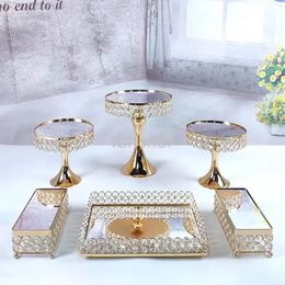 Plats assiettes 6 pièces or miroir métal rond support à gâteau de mariage fête d'anniversaire Dessert Cupcake piédestal plaque d'affichage décor à la maison