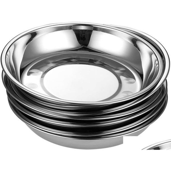 Vaisselle Assiettes 7,64 Pouces En Acier Inoxydable Assiette Ronde Dîner Plat En Métal Cam Facile À Stocker Cuisine Vaisselle Xb1 Drop Delivery Home Dhi5W