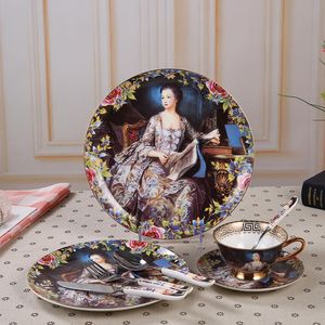 Platos y platos de porcelana de hueso, juego de platos de cerámica, cuchillo, tenedor, cuchara, Vajilla de cena, vajilla de porcelana de cocina de estilo europeo, 8 piezas