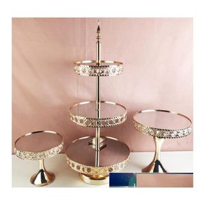 Plats Assiettes Cristal Gâteau Stands Ensemble 23 Niveaux Miroir Cupcake Stand Dessert Titulaire Avec Après-Midi Thé De Mariage Fête D'anniversaire Fruits Otfea