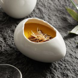 Plats assiettes coquille d'œuf œuf cuit à la vapeur petit bol à ragoût en céramique vaisselle à Dessert créative assiette à thé de l'après-midi 230828