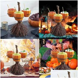 Distes Assiettes Halloween Pumpkin Snack Rack Witch Bowl Bol de support Gâteau Fruit Party Buffet Plateau Affiche pour les plans de service Drop Dha1n