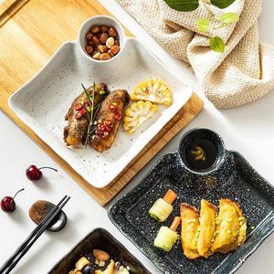 Assiettes japonaises créatives en céramique, assiettes à boulettes avec petit plat, petit déjeuner occidental, Restaurant à domicile, vaisselle 236z