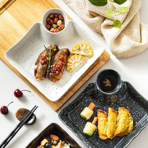 Assiettes japonaises créatives en céramique, assiettes à boulettes avec petit plat, petit déjeuner occidental, vaisselle de Restaurant à domicile 238P