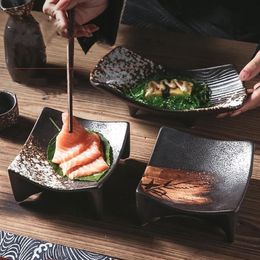 Plats Plaques Hédois japonais Soucoupes de sushi commerciales Pot Square de soja délicate Sauce de soja Dissert 223W