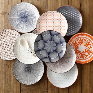 Derees borden Japanse Noordse creatief Modern Simple Underglaze Color Ceramic servies Huishouden 8inch Westernstyle maaltijd Snack Flat Plate 230822