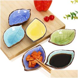 Plats Assiettes Assaisonnement Japonais Plat Cuisine Vinaigre Sauce Assiette Artisanat Feuilles Céramique Sushi Drop Delivery Home Garden Dining Dhaaq