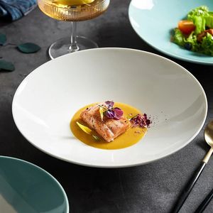 Plats Assiettes Assiette en céramique de luxe légère simplicité moderne ménage personnalité créative salade el plat vaisselle fournitures de cuisine 231202