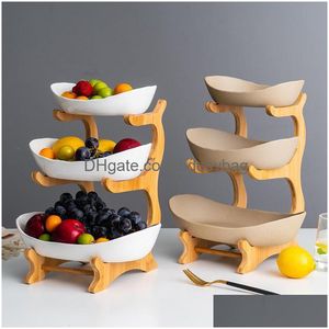 Assiettes Assiettes Salon Maison Plat De Bonbons Assiette De Fruits En Plastique À Deux Couches Snack Créatif Moderne Panier Séché Livraison Directe Jardin Kitche Dhb87