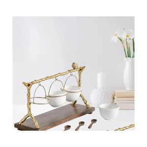 Gerechten Borden Woonkamer Thuis Goud Eiken Tak Snack Bowl Stand Fruitschaal Schotel Creatieve Moderne Gedroogde Mand Snoep Drop Levering Dhkeu