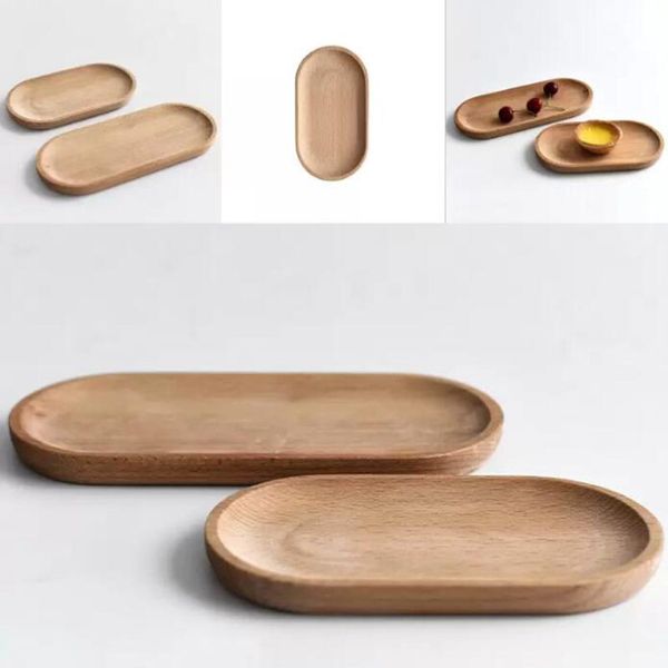 Plats Assiettes Solide Mini Ovale Plateau En Bois 18 CM Petite Assiette En Bois Enfants Fruits Entiers Dessert Assiette À Dîner Vaisselle