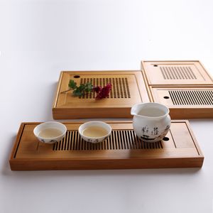 Platos Platos Bandeja de té de madera maciza Drenaje Almacenamiento de agua Juego de Kung Fu Cajón Tablero de habitación Mesa Ceremonia china Herramienta 230627
