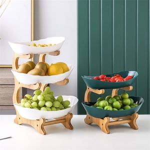 Dishes Plates Table For Serving Dinnerware Wooden Partitioned Dish Snack Candy Cake Stand Bowl Food Fruit Set Tableware 221105
