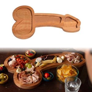 Platos Platos Tablero de queso de madera Bandeja para servir Bocadillos en forma de pene Salchichas Pasteles Aperitivo Charcutería Comida para regalos Y2303