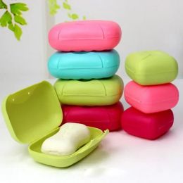 Platos de jabón de viaje portátil recipiente de baño Acc Cajas de jabón de plástico para el hogar con cubierta de tamaños pequeños/grandes jabones de color de color caramelo soporte para platos