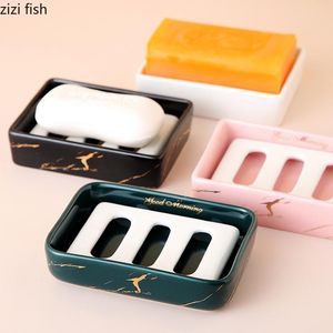Gerechten rechthoekige keramische zeepboxen creatief huishouden afvoer soap opbergdozen badkamer benodigdheden opslagcontainers badkamerplanken