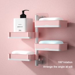 Plats Plat de savon à montage mural Punchfree 180 degrés Rotation Savon à 4 couches Écagile Écagile de salle de bain Tapisse de toile de toilette