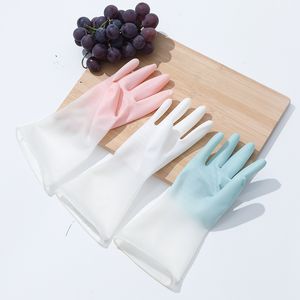 Gants de vaisselle en caoutchouc imperméable Section mince cuisine propre gants de lavage en Latex Durable XG0100