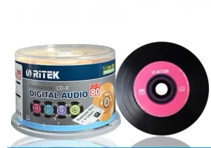 Disques noirs CDR Blank Disques enregistrables 700 Mo 80min 52x 50 CD Disc blanc avec 5 couleurs