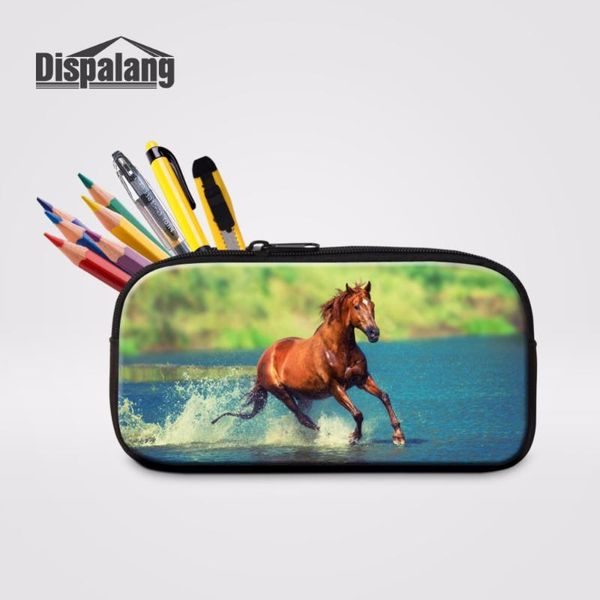 Dispalang Design Enfants Crayon Stylo Cas Fou Cheval Motif Pochette Pour L'école Garçons Filles Papeterie De Stockage Cosmétique Sacs Cas