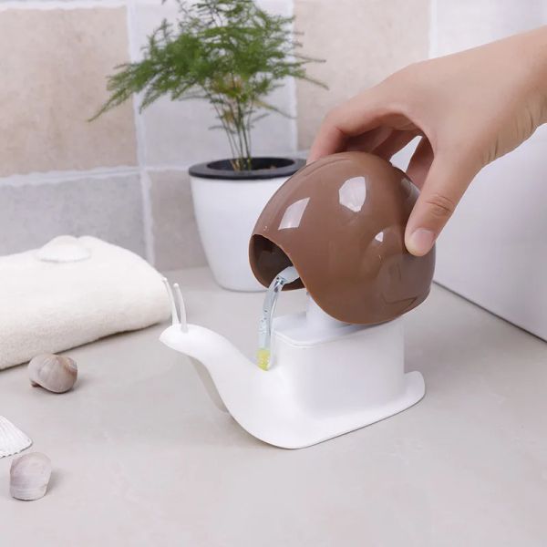 Dispensadores de dibujos animados con forma de caracol, botella de prensa portátil, jabón líquido, ducha, champú, dispensadores, accesorios de baño, decoraciones para el hogar para niños