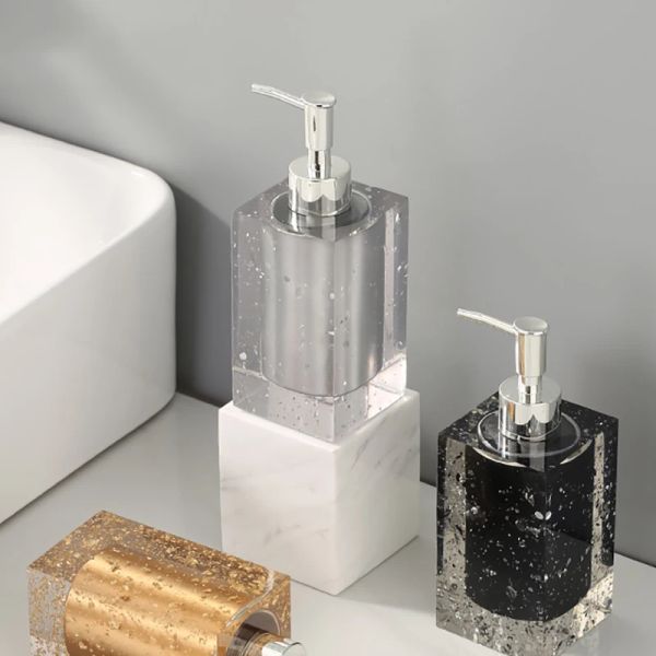 Dispensadores Botella de loción de baño de resina simple de estilo europeo, gel de ducha para el hogar, botella dispensadora de champú, botella líquida de jabón de resina