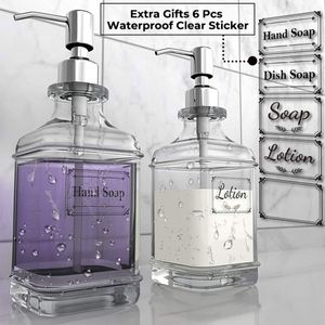 Distributeurs de savon de haute qualité 300/550ml, distributeur de savon pour les mains en verre transparent épais Antique, pompe en acier inoxydable, bouteilles de salle de bains, outil