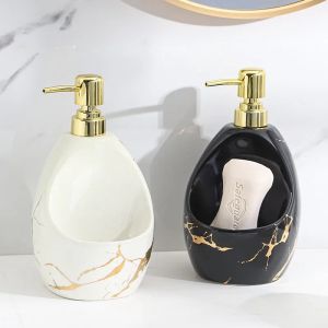 Distributeurs de savon en céramique Texture marbre, bouteille de désinfectant pour les mains, bouteille de détergent pour cuisine, accessoires de salle de bains, Lotion en céramique