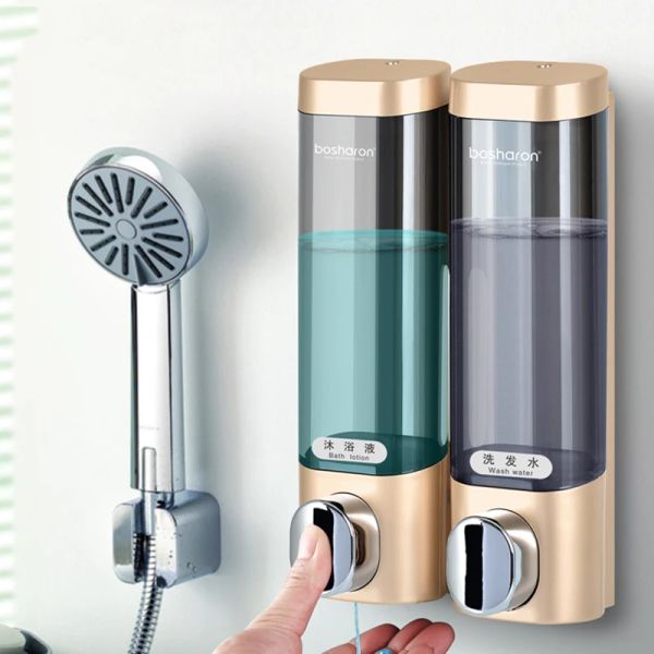 Dispensadores Dispensador De Jabón Accesorios De Baño Botellas De Champú Montadas En La Pared Dispensadores De Gel De Ducha De Detergente Triple 300 Ml Plástico Hogar Hotel