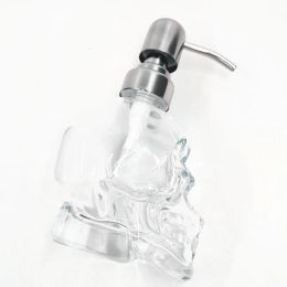 Distributeurs WHYOU crâne lavage des mains liquide bouteille distributeur de savon verre créatif émulsion bouteille en acier inoxydable presse tête salle de bain
